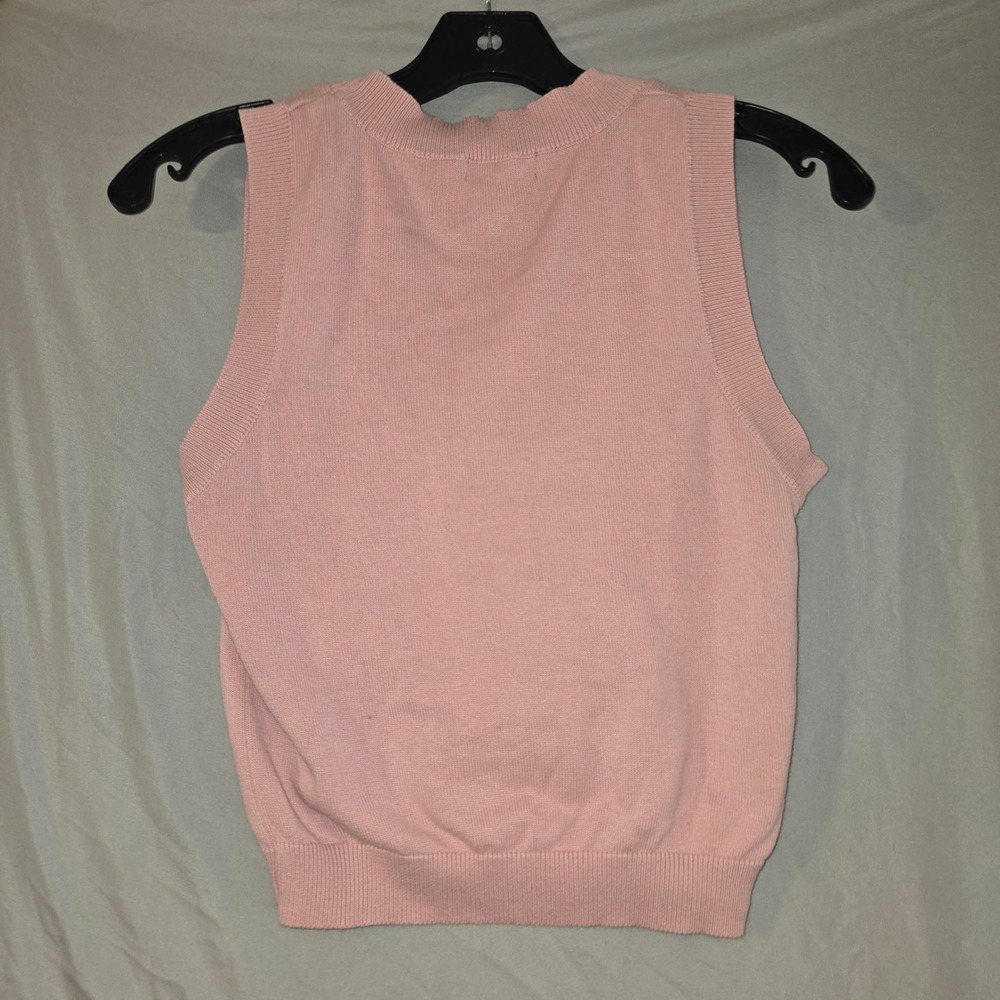 Hot Topic Sweater Vest Small Womens Pink Strawberry V-Neck Knit Cottagecore - Picture 6 of 6